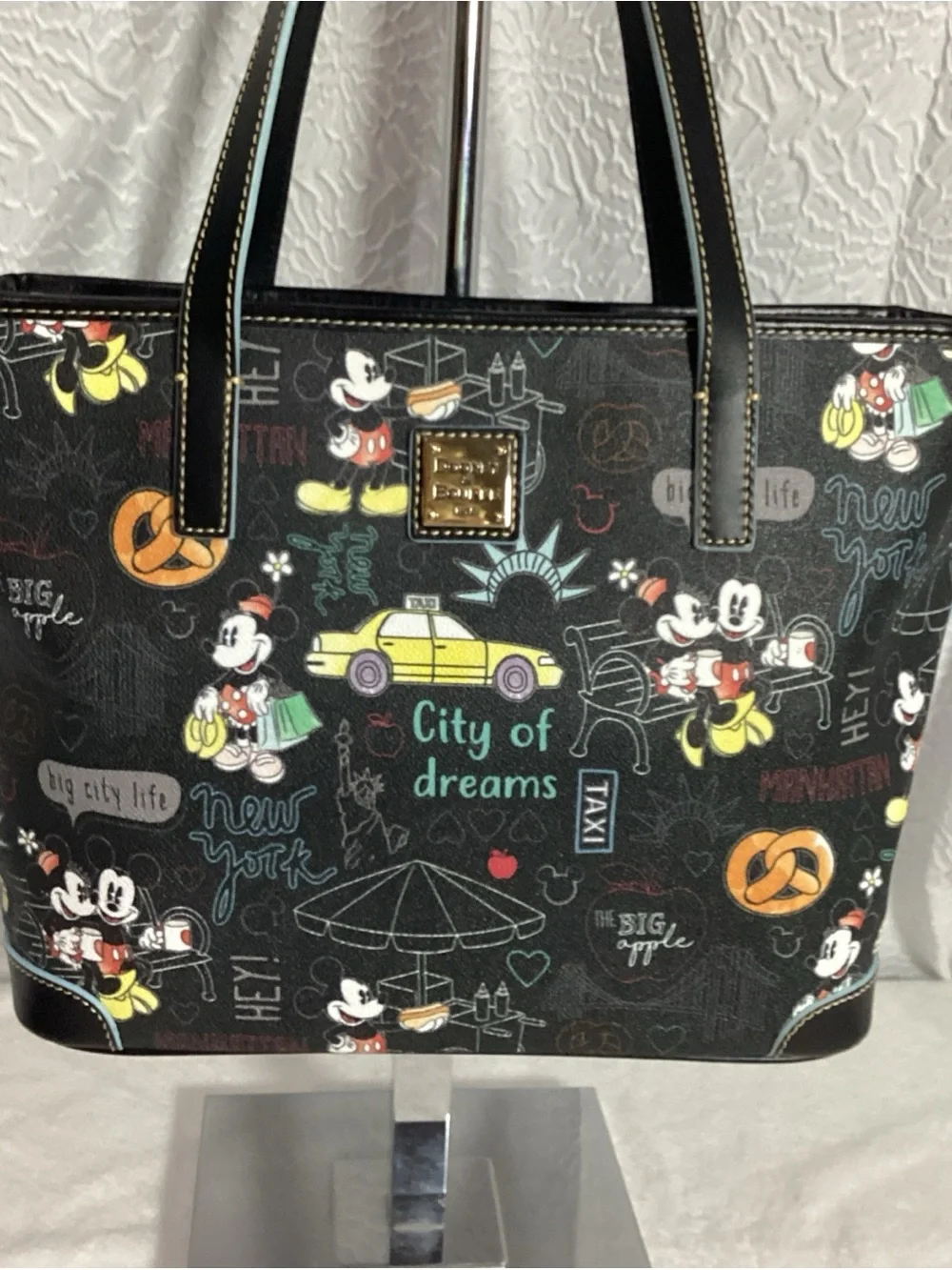 Dooney & Bourke Disney Mickey & Minnie Mouse New York City Icons Tote Bag EUC
